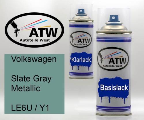 Volkswagen, Slate Gray Metallic, LE6U / Y1: 400ml Sprühdose + 400ml Klarlack - Set, von ATW Autoteile West.